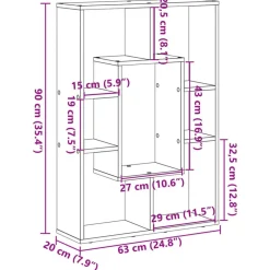 vidaXL Estanterías-Estantería de madera de ingeniería 63x20x90 cm