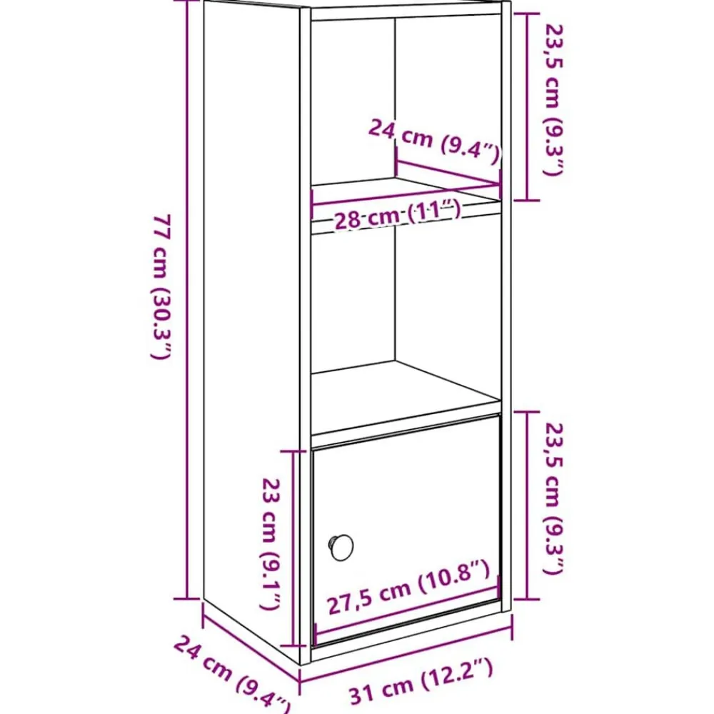 vidaXL Estanterías-Estantería de madera de ingeniería 31x24x77 cm