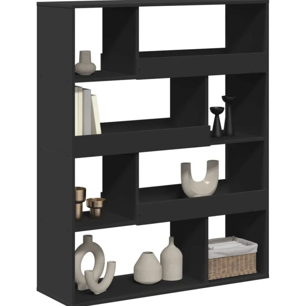 vidaXL Estanterías-Estantería de madera de ingeniería negra 100x33x125,5 cm