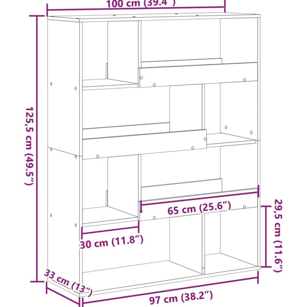 vidaXL Estanterías-Estantería de madera de ingeniería negra 100x33x125,5 cm