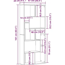 vidaXL Estantería de madera de 67x24x161 cm Roble negro