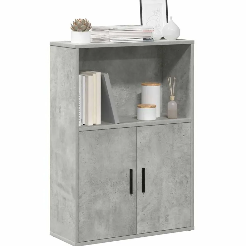 vidaXL Estantería de madera de ingeniería gris hormigón 60x24x85 cm Gris hormigón Clearance