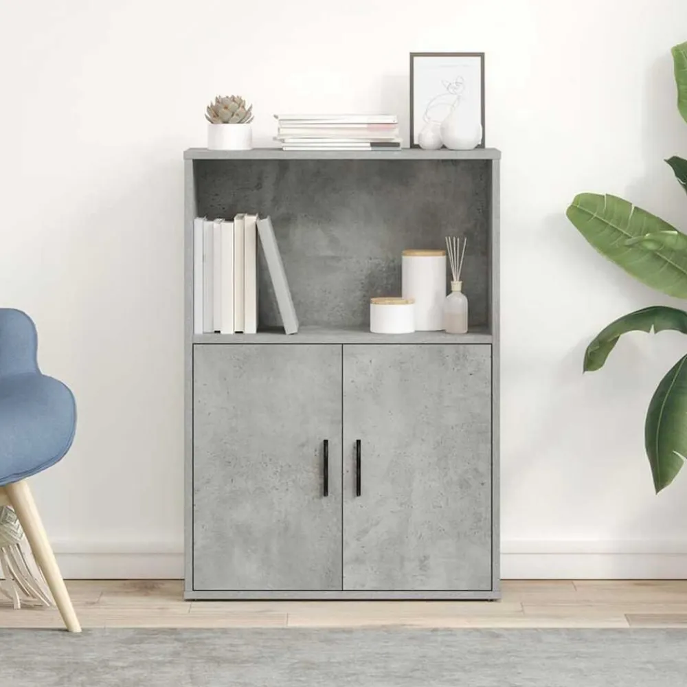 vidaXL Estantería de madera de ingeniería gris hormigón 60x24x85 cm Gris hormigón Clearance
