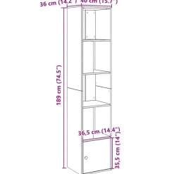 vidaXL Estanterías-Estantería de madera de ingeniería gris hormigón 40x36x189 cm
