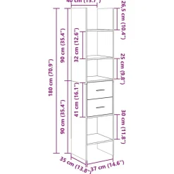 vidaXL Estantería de madera contrachapada 40x35x180 cm Negro Outlet