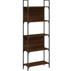 vidaXL Estantería de madera ingeniería roble ahumado 155,5x24x166,5 cm Marr&oacute;n roble