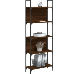 vidaXL Estantería de madera ingeniería roble ahumado 155,5x24x166,5 cm Marrón roble