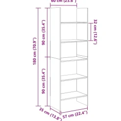 vidaXL Estanterías-Estantería de madera contrachapada 60x35x180 cm
