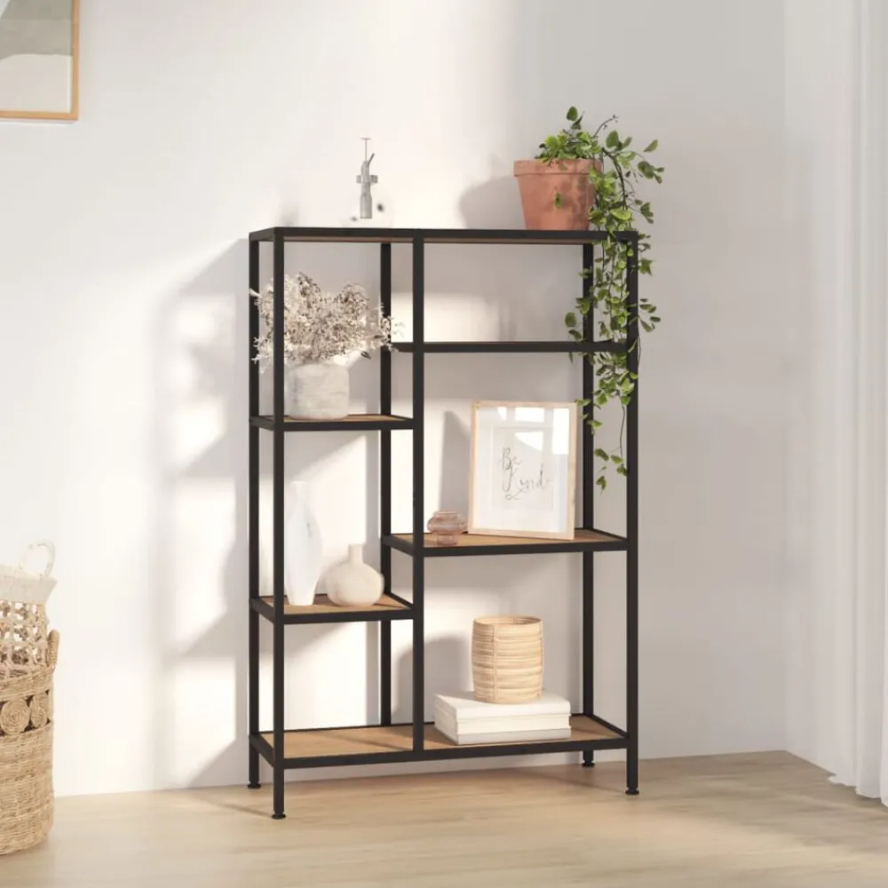 vidaXL Estanterías-Estantería de madera contrachapada y acero 80x30x120 cm
