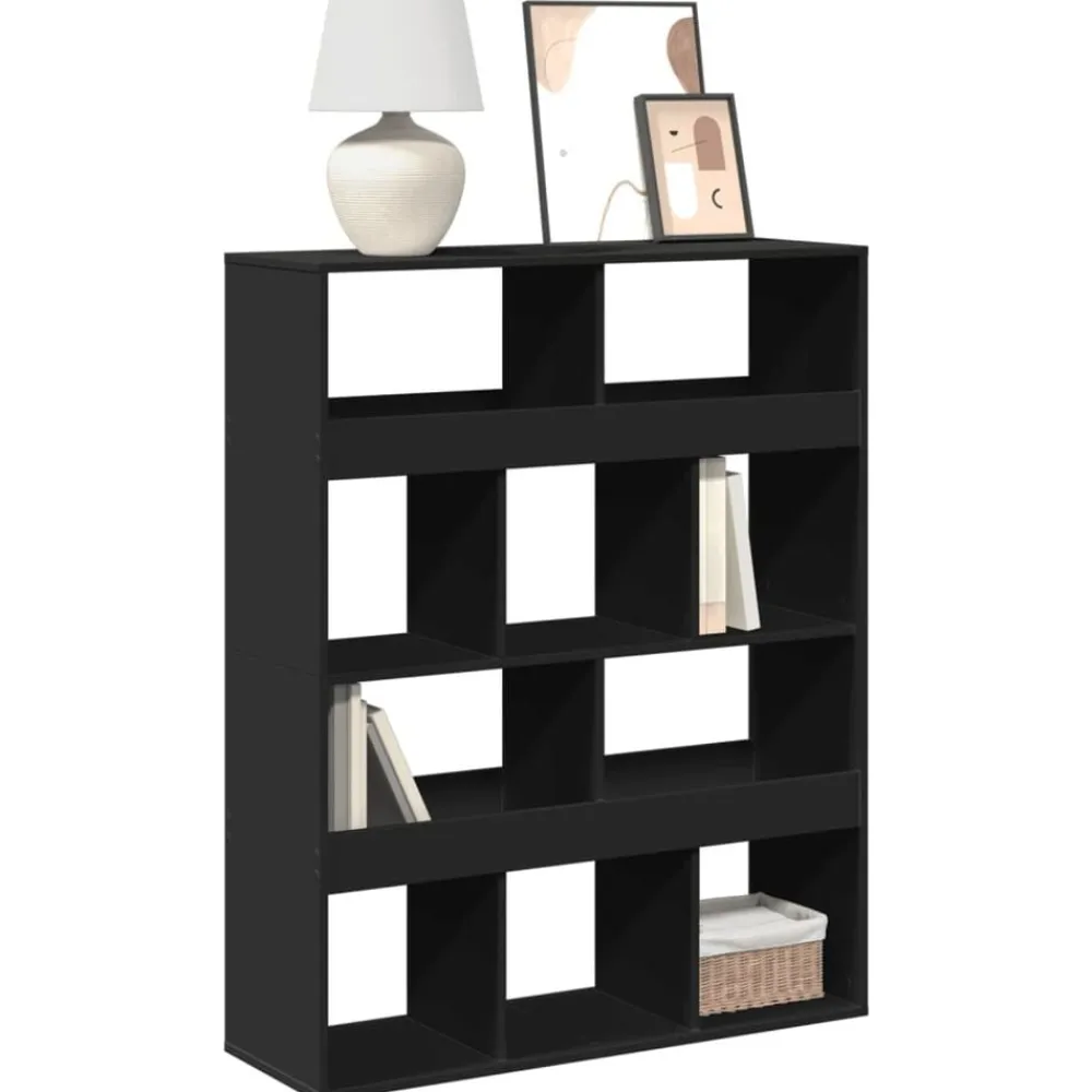 vidaXL Estanterías-Estantería de madera de ingeniería negra 100x33x125,5 cm