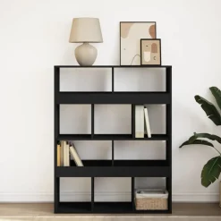vidaXL Estanterías-Estantería de madera de ingeniería negra 100x33x125,5 cm