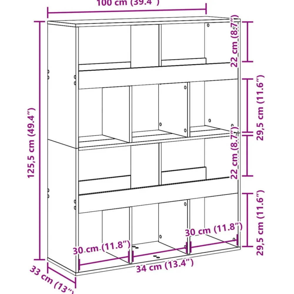 vidaXL Estanterías-Estantería de madera de ingeniería negra 100x33x125,5 cm