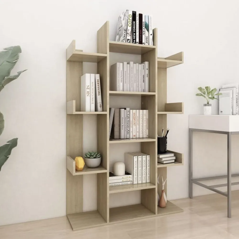 vidaXL Estantería de madera de ingeniería 86x25,5x140 cm Roble Sonoma Best