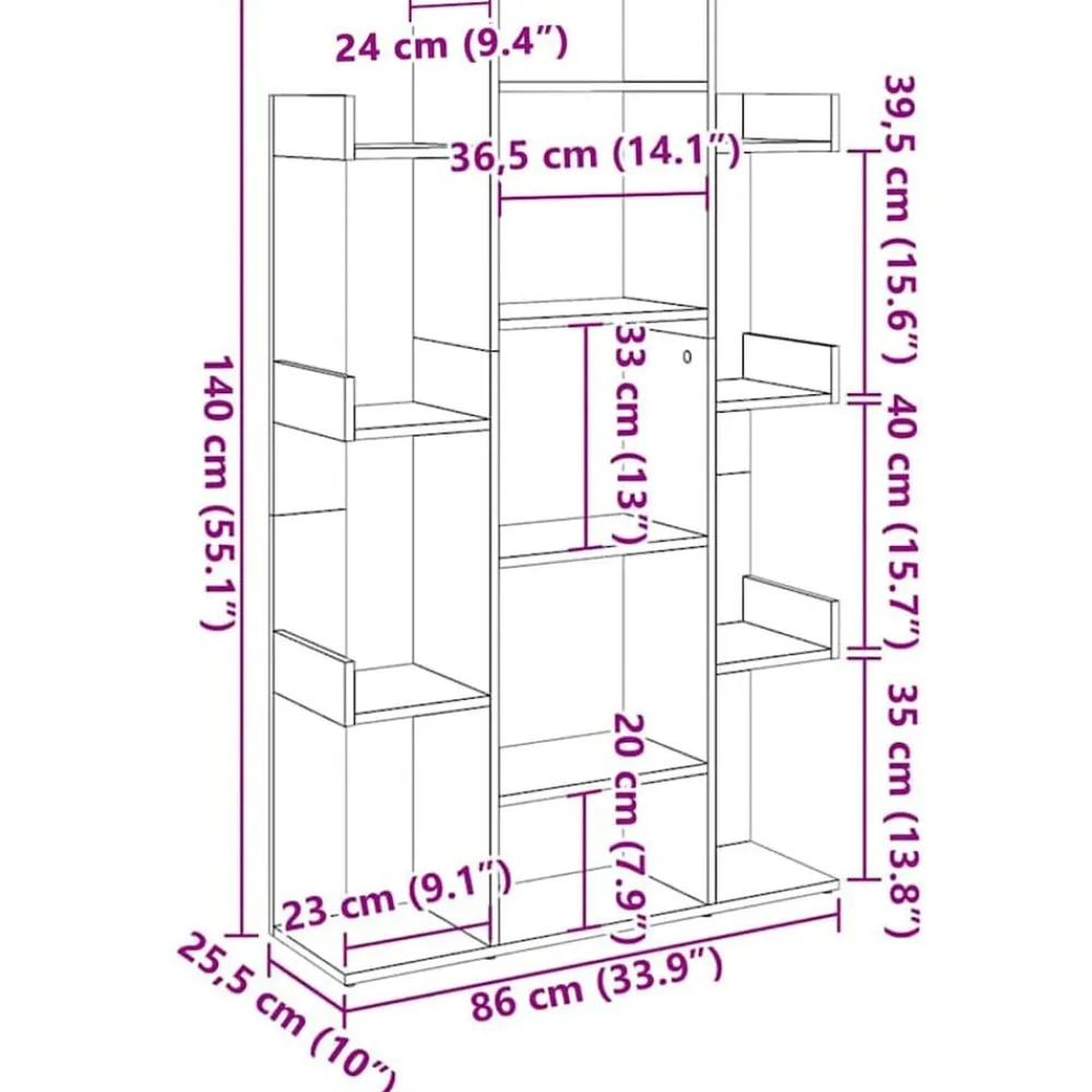 vidaXL Estantería de madera de ingeniería 86x25,5x140 cm Roble Sonoma Best