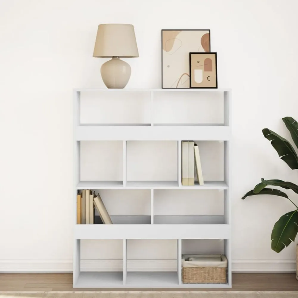 vidaXL Estanterías-Estantería de madera de ingeniería blanca 100x33x125,5 cm