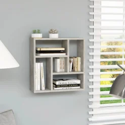 vidaXL Estantería de pared contrachapada gris hormigón 45,1x16x45,1 cm Gris hormig&oacute;n Clearance