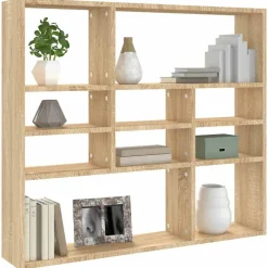 vidaXL Estantería de pared contrachapada color roble 90x16x78 cm Roble Sonoma