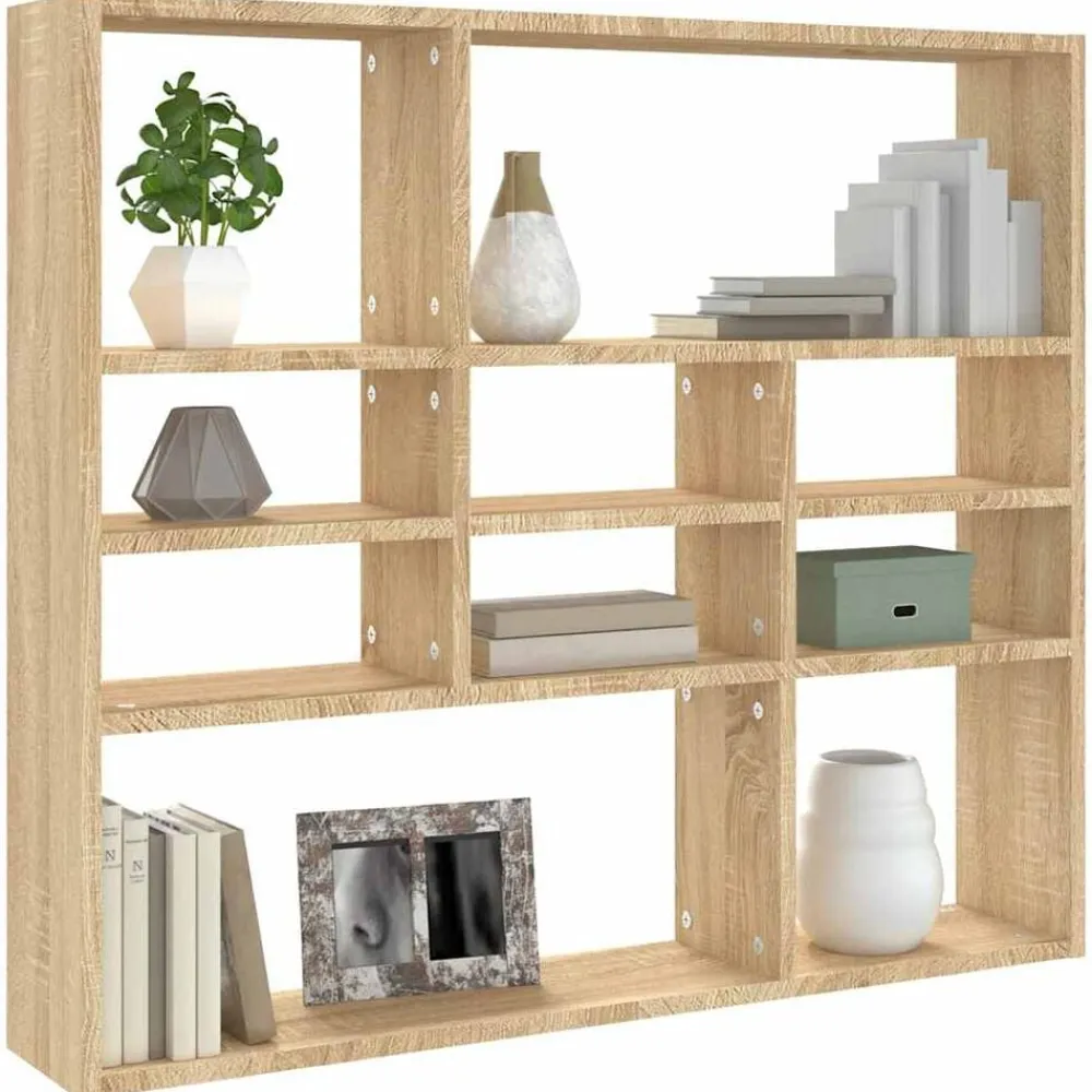vidaXL Estantería de pared contrachapada color roble 90x16x78 cm Roble Sonoma