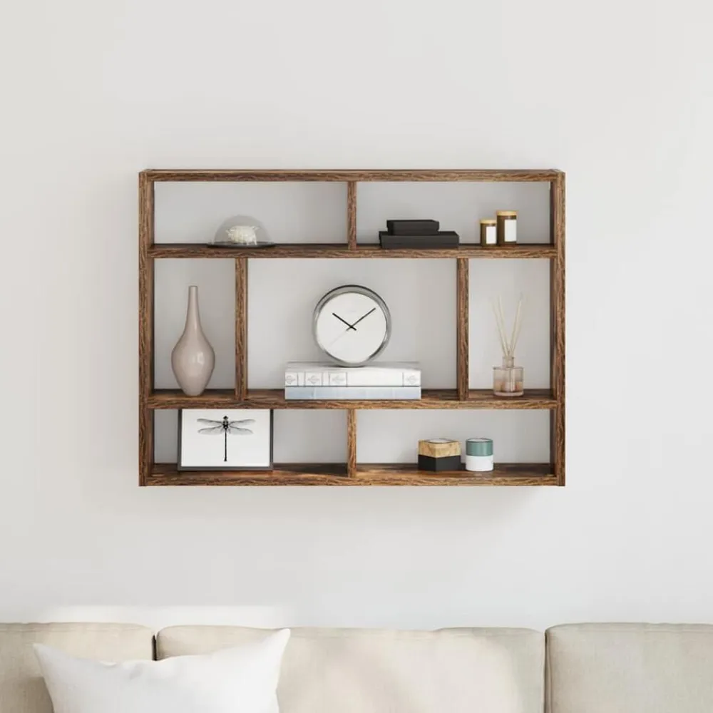 vidaXL Estantería de pared madera ingeniería 75x16x55 cm Roble ahumado New