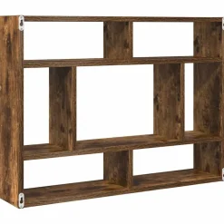 vidaXL Estantería de pared madera ingeniería 75x16x55 cm Roble ahumado New
