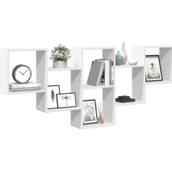 vidaXL Estantería de pared madera de ingeniería blanca 159x18x66 cm Blanco New