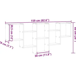 vidaXL Estantería de pared madera de ingeniería blanca 159x18x66 cm Blanco New