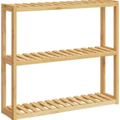 vidaXL Accesorios Para El Baño-Estantería de pared para baño de 3 niveles bambú 60x15x54 cm