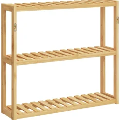 vidaXL Accesorios Para El Baño-Estantería de pared para baño de 3 niveles bambú 60x15x54 cm