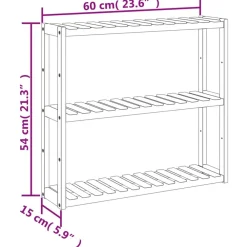vidaXL Accesorios Para El Baño-Estantería de pared para baño de 3 niveles bambú 60x15x54 cm