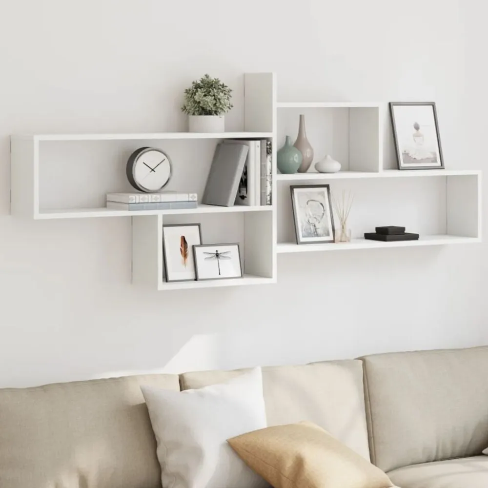 vidaXL Estantería de pared madera ingeniería blanca 167,5x18x68 cm Blanco Clearance