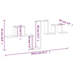 vidaXL Estanterías-Estantería de pared madera de ingeniería 104,5x10x43 cm