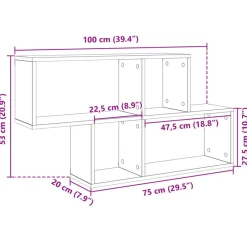 vidaXL Estanterías-Estantería de pared madera ingeniería 100x20x53 cm