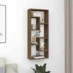 vidaXL Estantería de pared madera ingeniería marrón roble 36x16x90 cm Marr&oacute;n roble Best