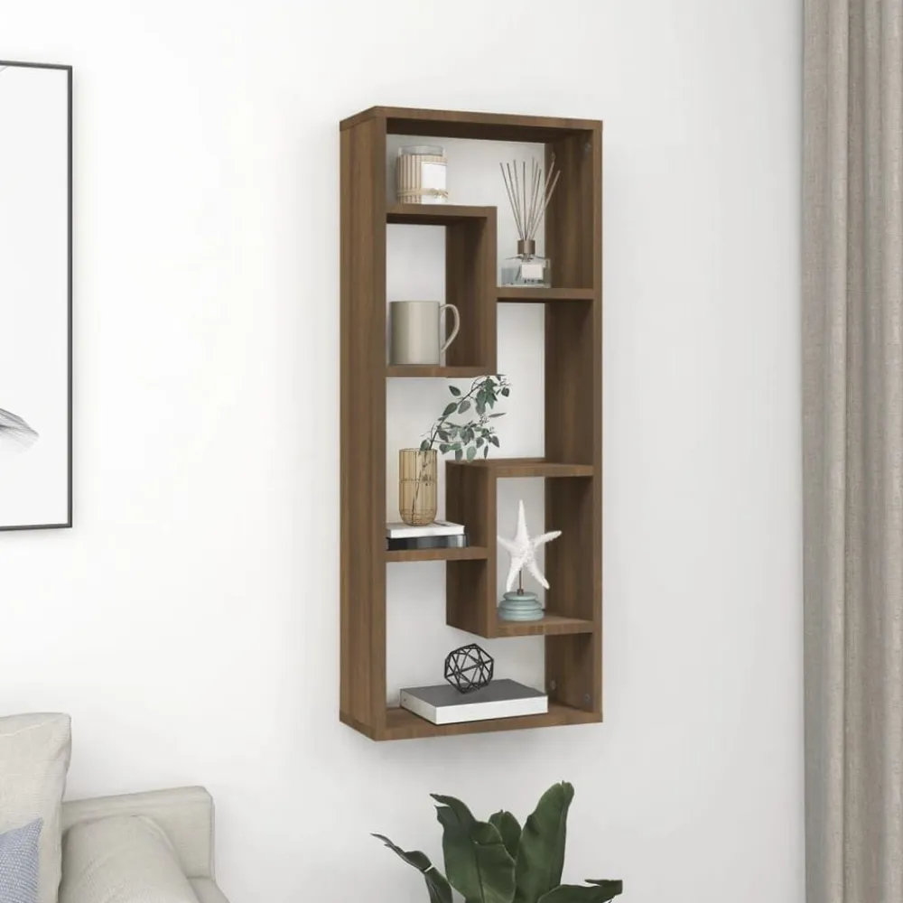 vidaXL Estantería de pared madera ingeniería marrón roble 36x16x90 cm Marrón roble Best
