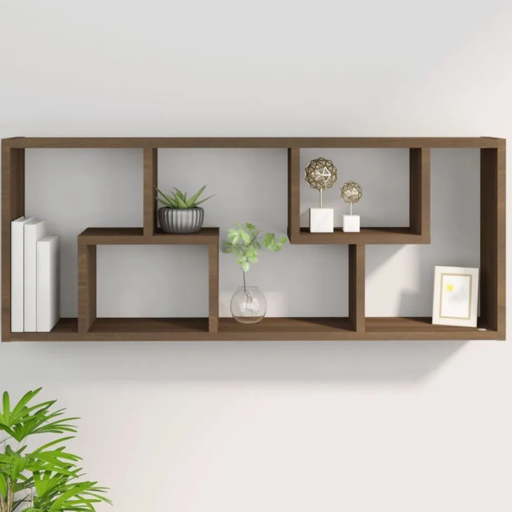 vidaXL Estantería de pared madera ingeniería marrón roble 36x16x90 cm Marrón roble Best