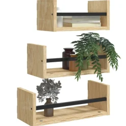 vidaXL Estantería de pared de 3 piezas con barras Madera de ingeniería Roble Sonoma New