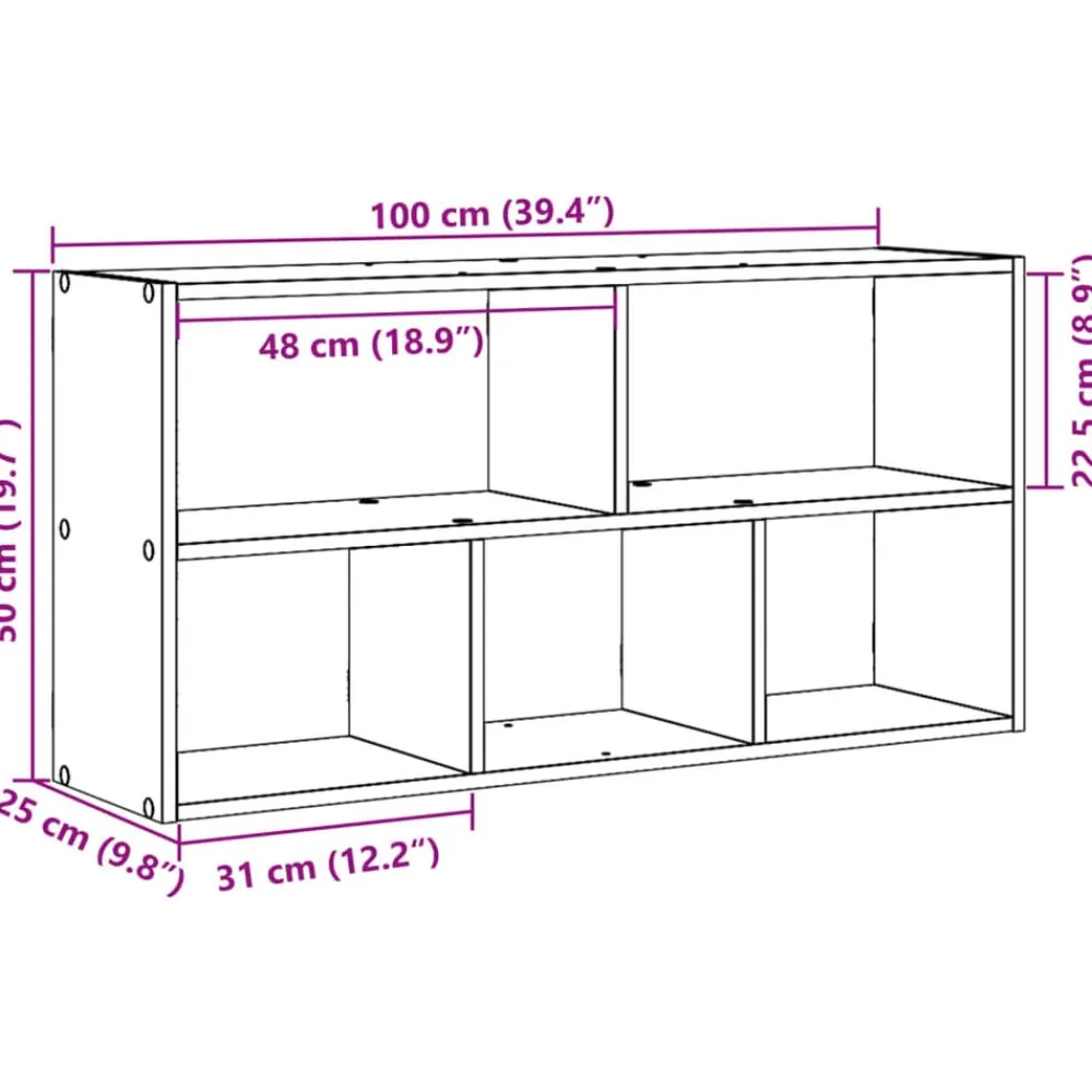 vidaXL Estanterías-Estantería de pared madera ingeniería 100x25x50 cm