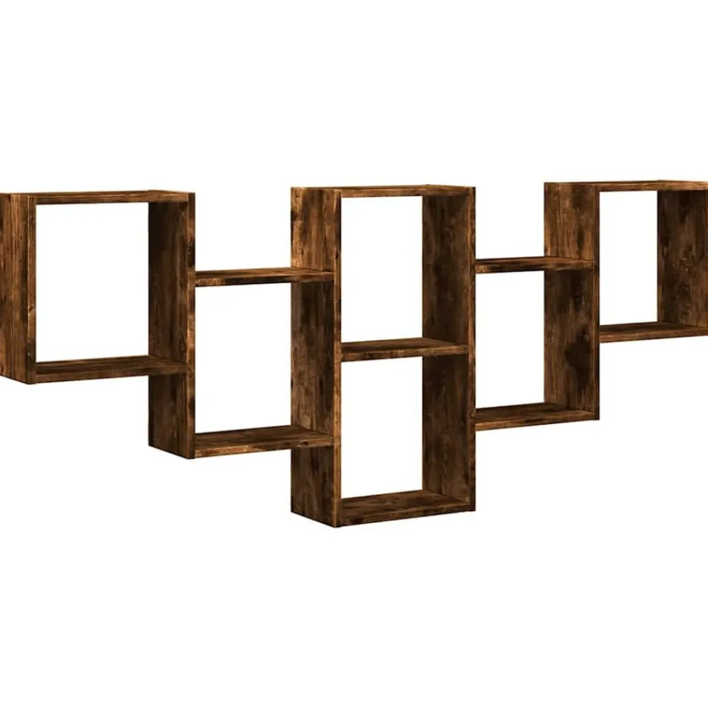 vidaXL Estantería de pared madera ingeniería 159x18x66cm Roble ahumado Outlet
