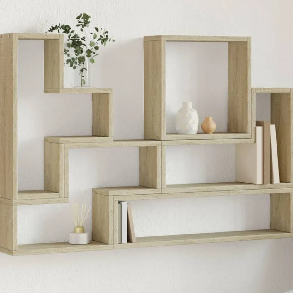 vidaXL Estantería de pared madera ingeniería 96x12x64 cm Roble Sonoma New