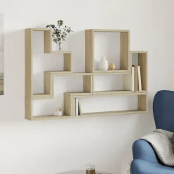 vidaXL Estantería de pared madera ingeniería 96x12x64 cm Roble Sonoma New