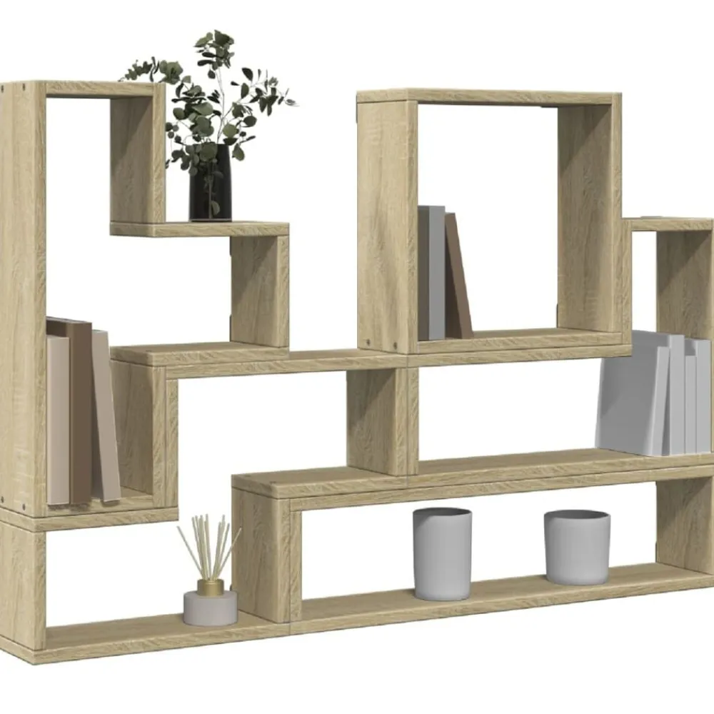 vidaXL Estantería de pared madera ingeniería 96x12x64 cm Roble Sonoma New