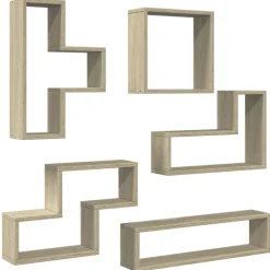 vidaXL Estantería de pared madera ingeniería 96x12x64 cm Roble Sonoma New