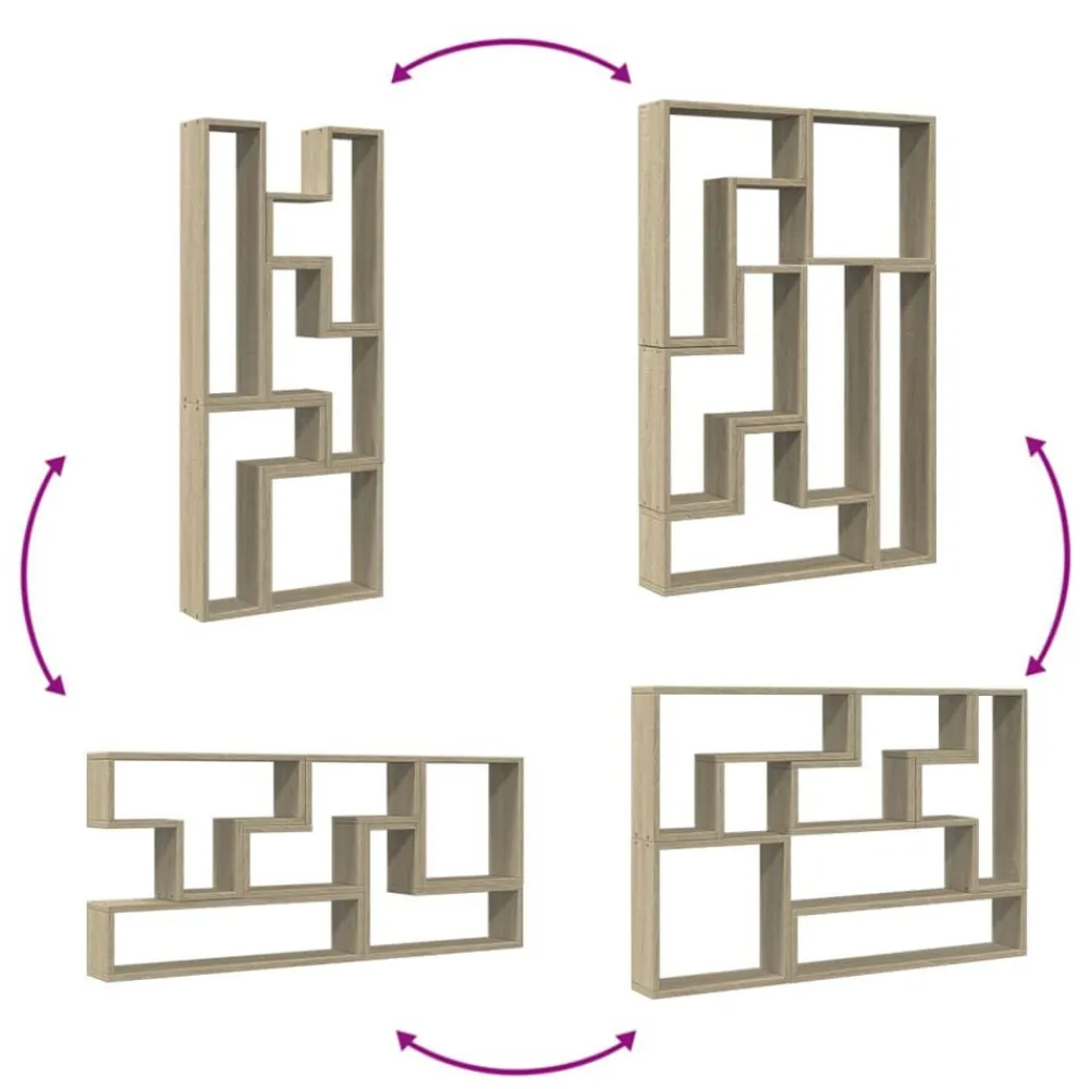vidaXL Estantería de pared madera ingeniería 96x12x64 cm Roble Sonoma New