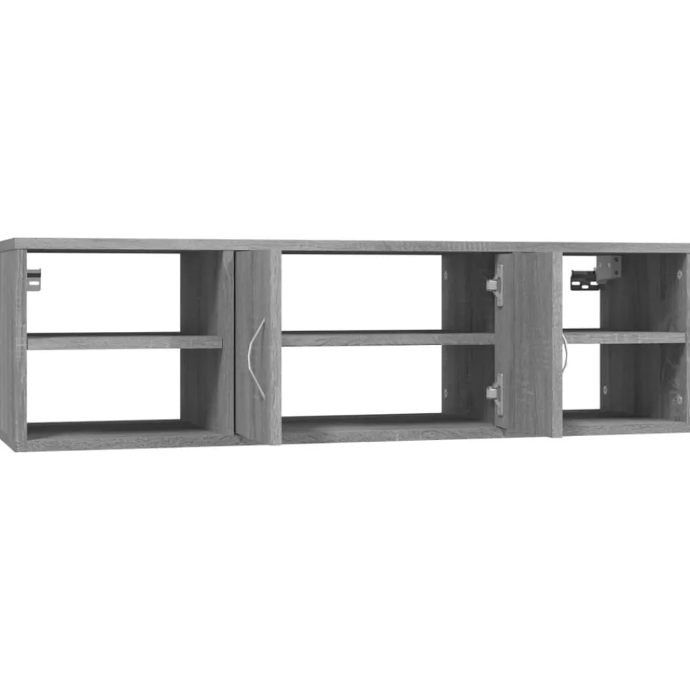 vidaXL Estanterías-Estantería de pared madera contrachapada gris 102x30x29 cm