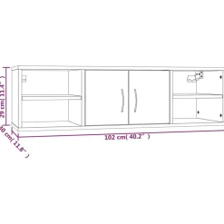 vidaXL Estanterías-Estantería de pared madera contrachapada gris 102x30x29 cm