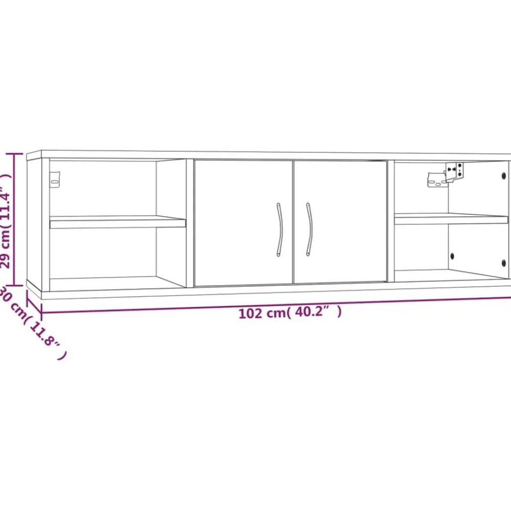 vidaXL Estanterías-Estantería de pared madera contrachapada gris 102x30x29 cm