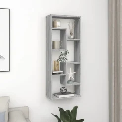 vidaXL Estantería de pared madera de ingeniería 36x16x90cm Gris sonoma Clearance