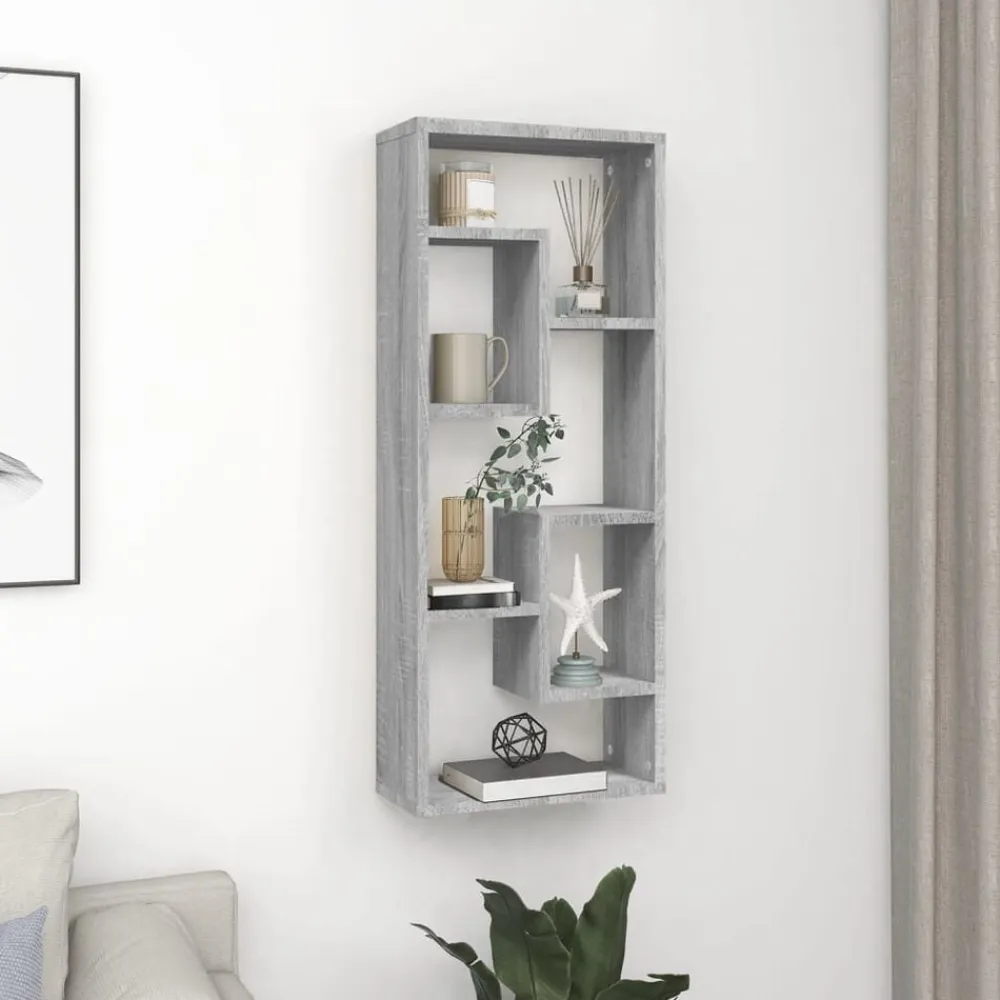 vidaXL Estantería de pared madera de ingeniería 36x16x90cm Gris sonoma Clearance