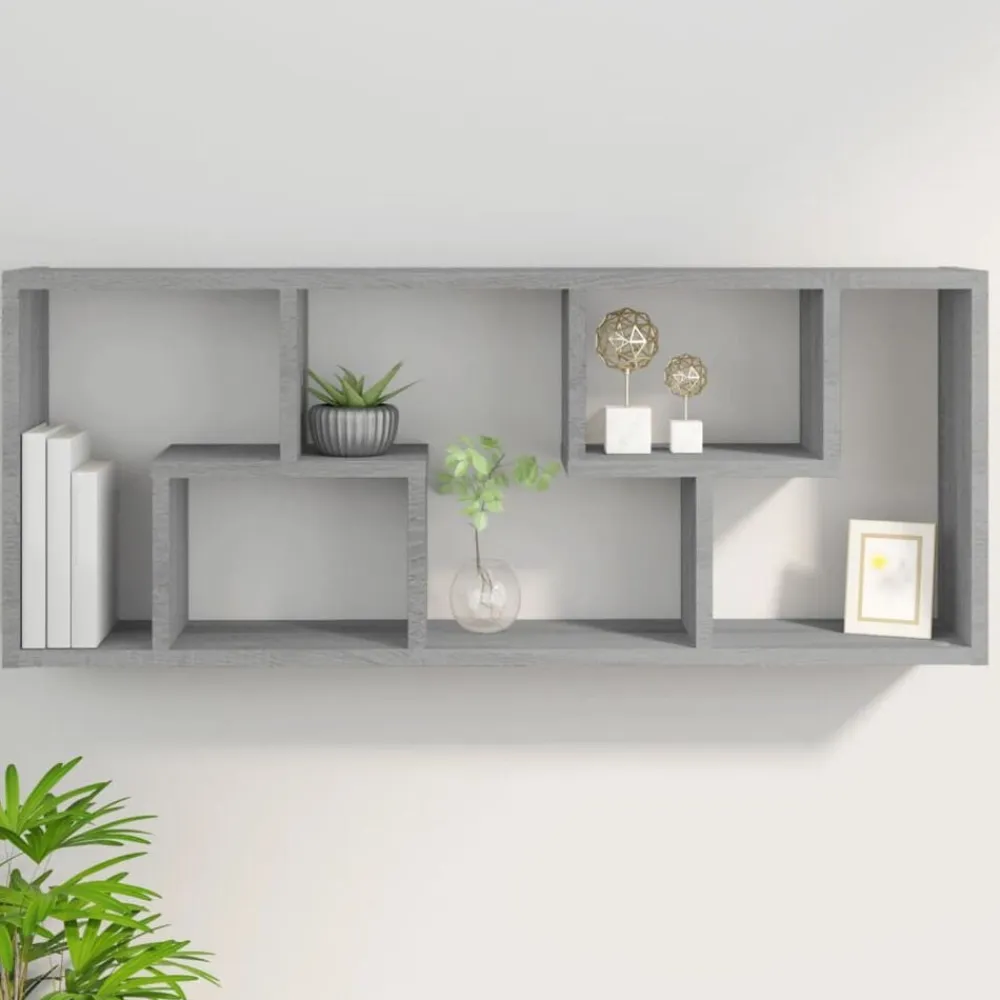 vidaXL Estantería de pared madera de ingeniería 36x16x90cm Gris sonoma Clearance
