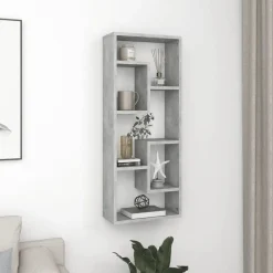vidaXL Estantería de pared contrachapada gris hormigón 36x16x90 cm Gris hormig&oacute;n Outlet